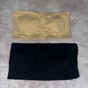 Seamless Bandeau Tops in Black and Tan